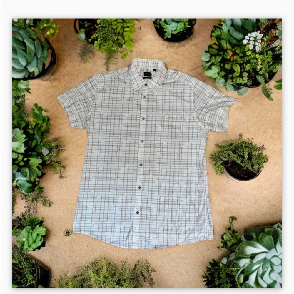 Mexx Men’s Short Sleeve Dress Shirt -Black -White Print - Sz XXL-VGUC - Picture 3 of 6